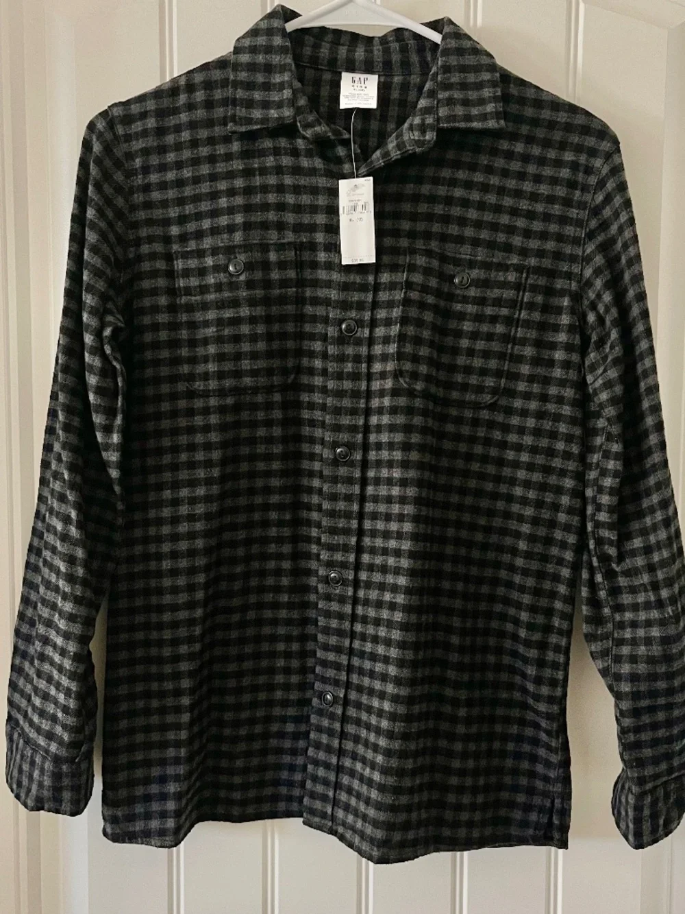 Boys Gap Black/Gray Gingham Button Up (Long Sleeve)